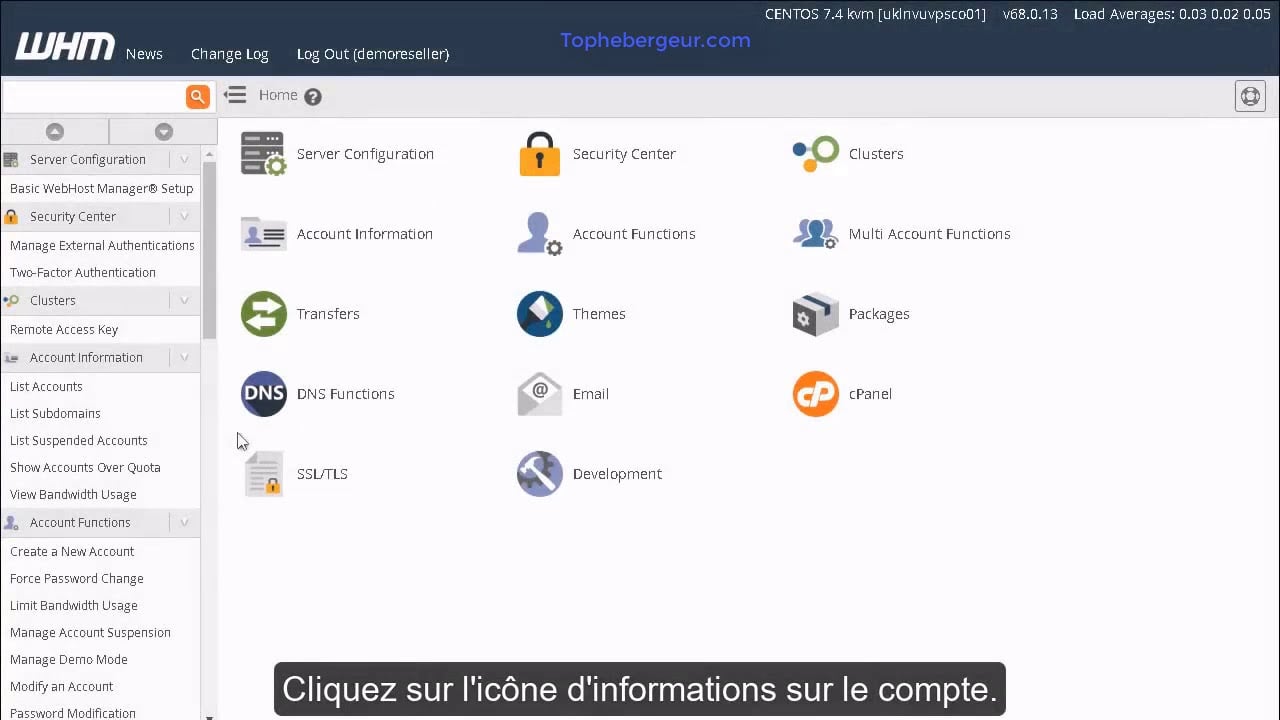 Se familiariser avec WHM - Webhost Manager