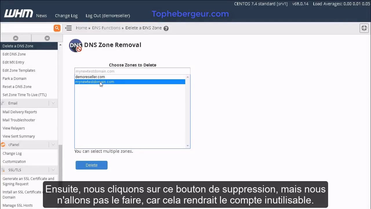 Comment faire pour créer des zones DNS dans WHM ?