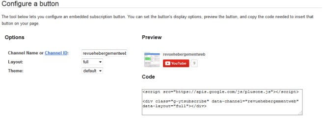 le code pour ajouter un bouton youtube