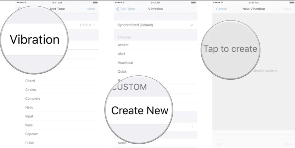 creation vibration avec doigt iphone