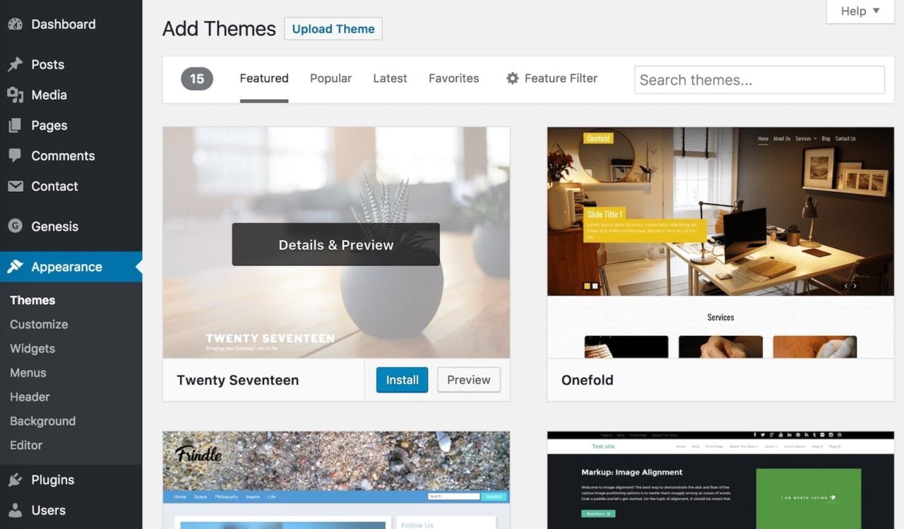 install WordPress themes