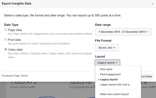 jh facebook insights video data download