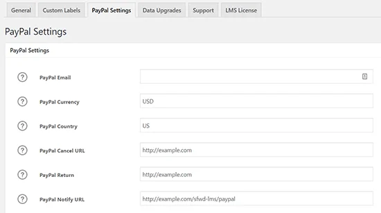 Configuration Paypal dans LearnDash