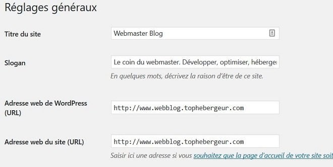 Changer le titre et le slogan de site WordPress