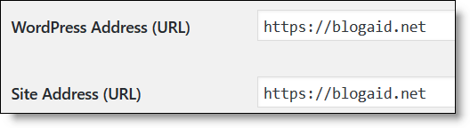 site urls settings