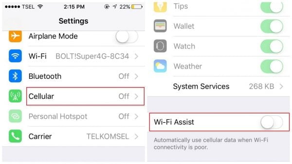 Basculer Wi-Fi Assist