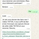 Arnaque WhatsApp à la tâche 