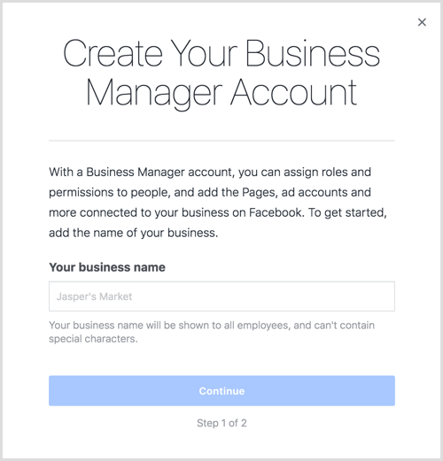 facebook business manager create account