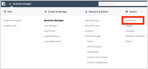 facebook business manager open audiences