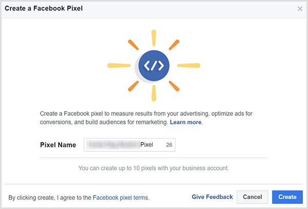 facebook create pixel 1