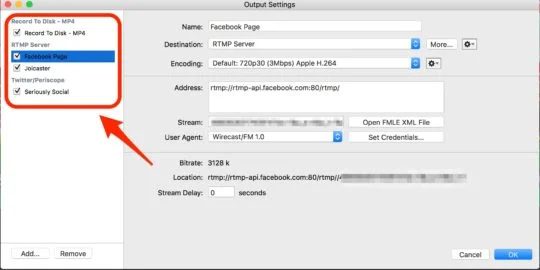 Wirecast: diffusion direct sur plusieurs plateformes.