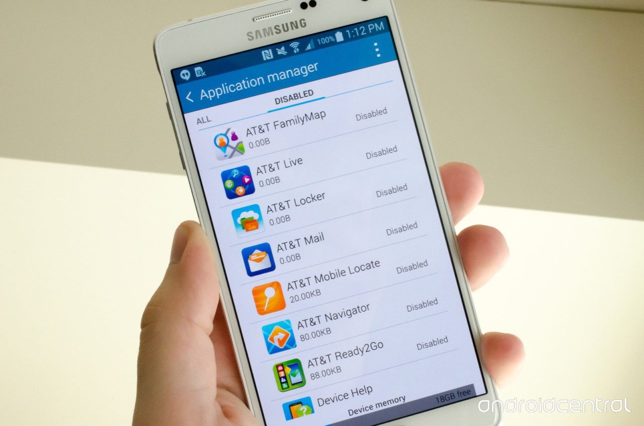disabled apps note 4
