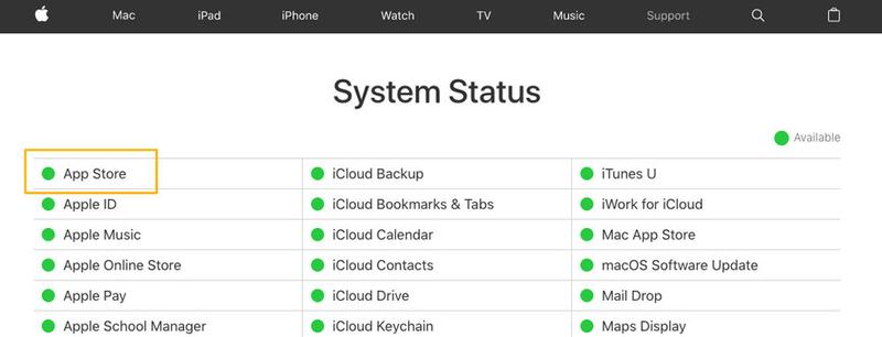 Vérifiez si l'App Store est en panne