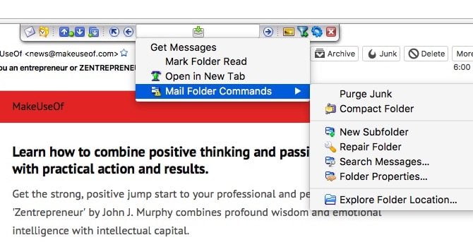 quick folders secondary toolbar