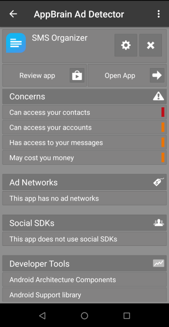 details of the app in appbrain