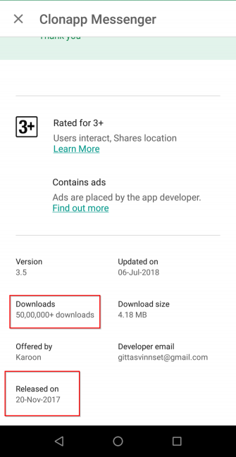 look the messanger download count and published date