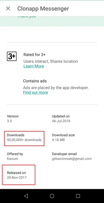 look the messanger download count and published date