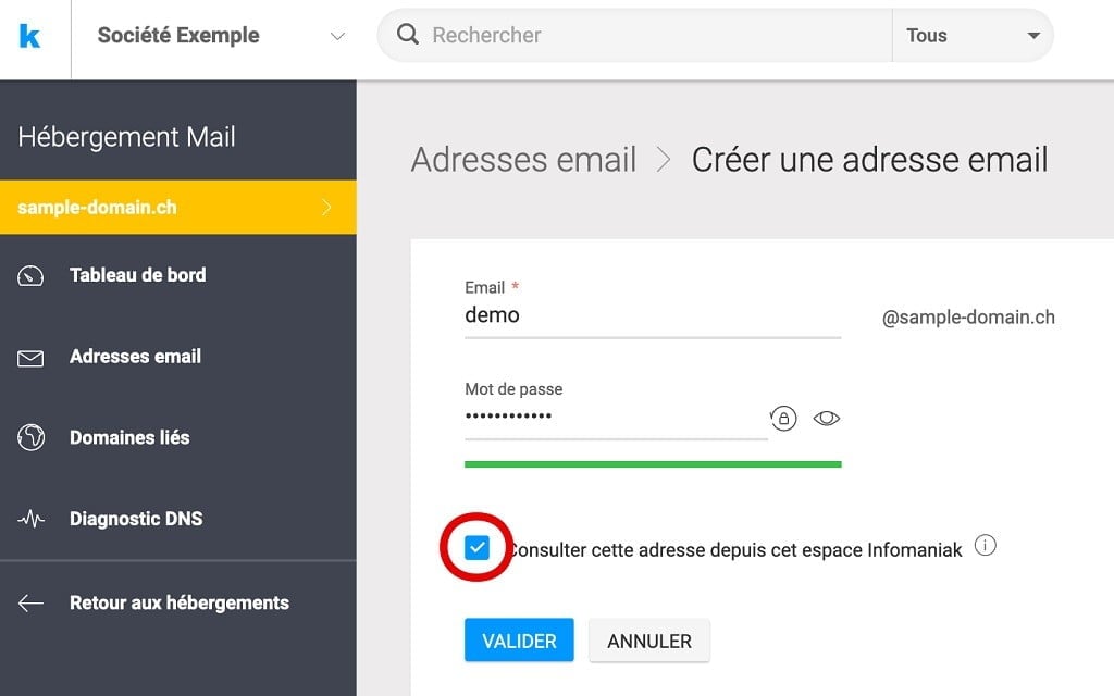 Entrez un nom d’utilisateur et un mot de passe pour votre compte e-mail,