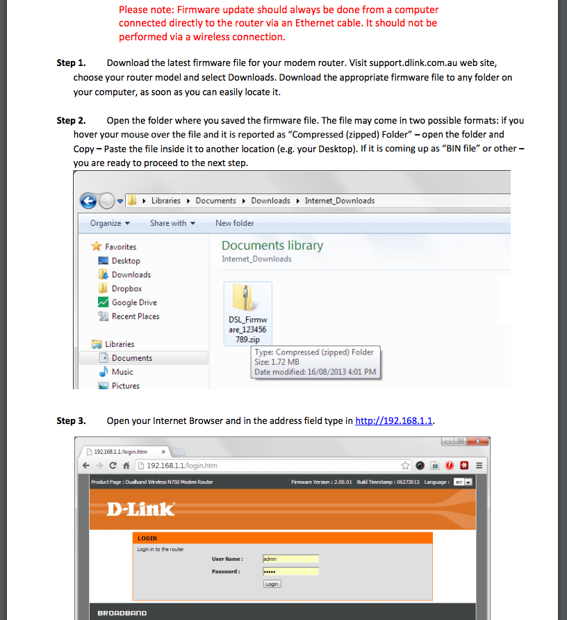 étapes de mis à jour du firmware