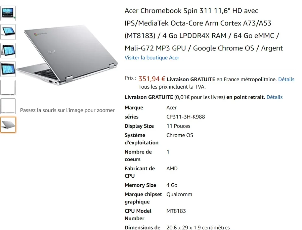 Chromebook 15 Spin d'Acer