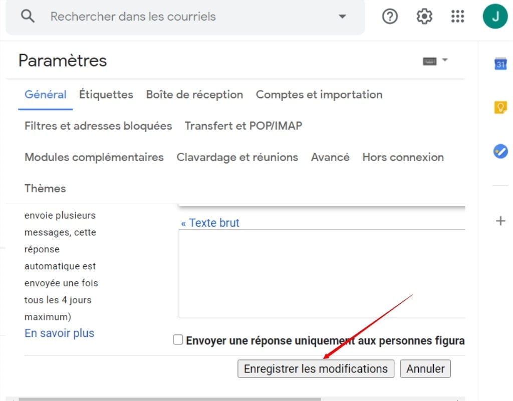 cliquez sur  Enregistrer les modifications 