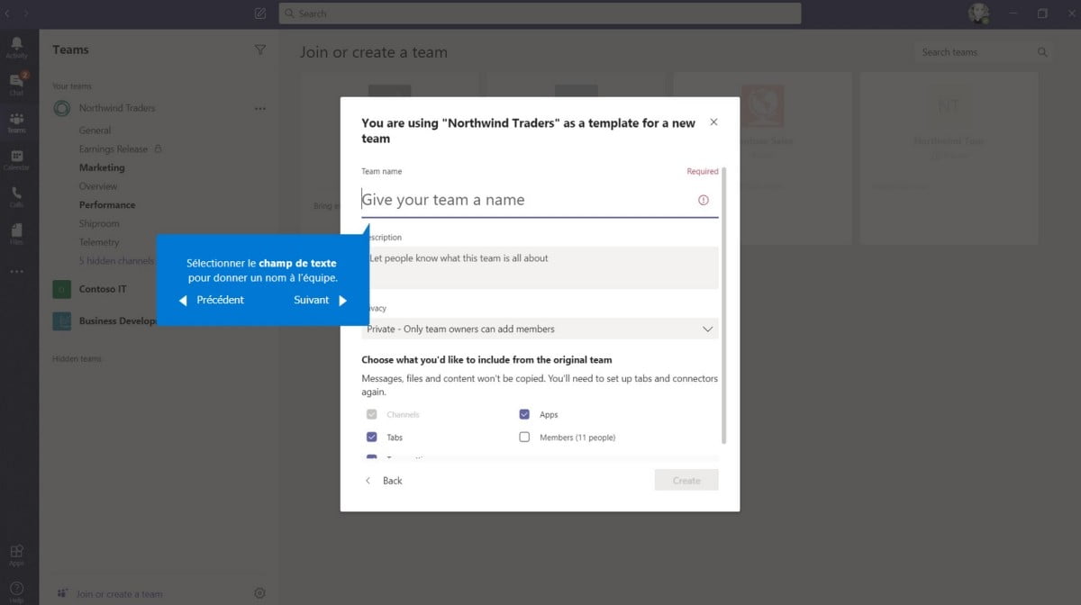 microsoft teams creer equipe etape5