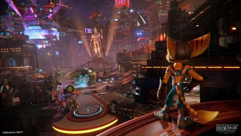 Une capture d'écran de « Ratchet and Clank : Rift Apart » d'Insomniac.