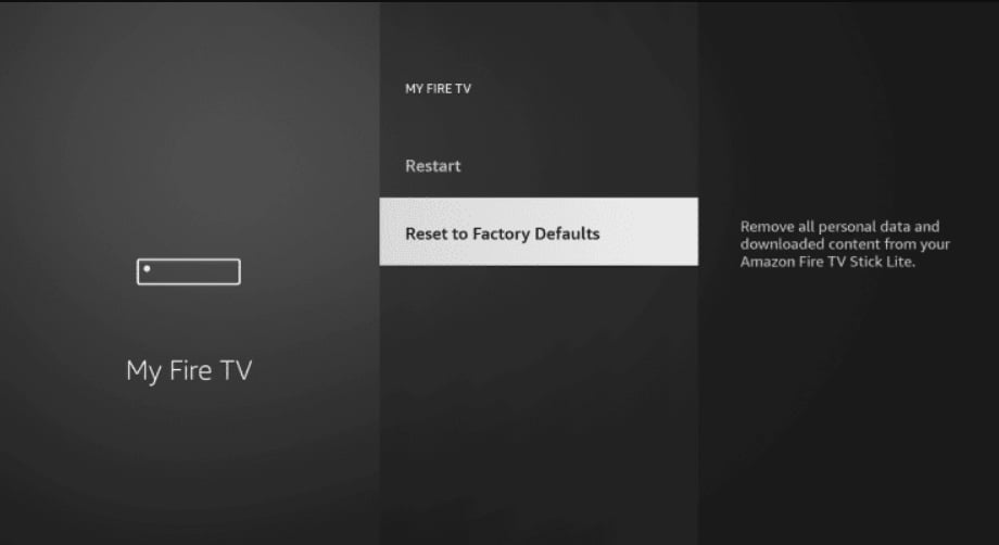 reinitialiser firetv