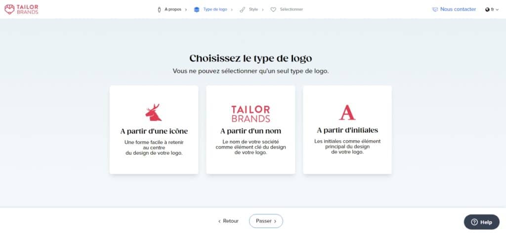 TailorBrands Étape 1 pour créer un logo