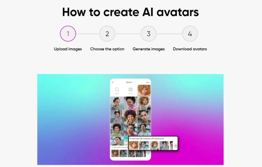 Étapes pour créer un avatar avec Picsart