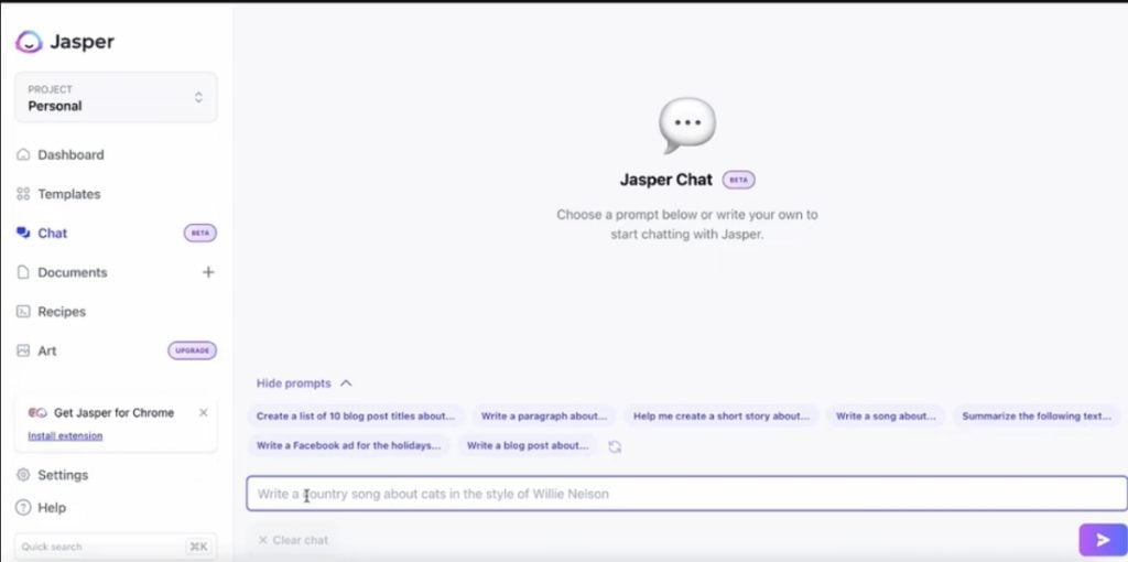 jasperchat interface