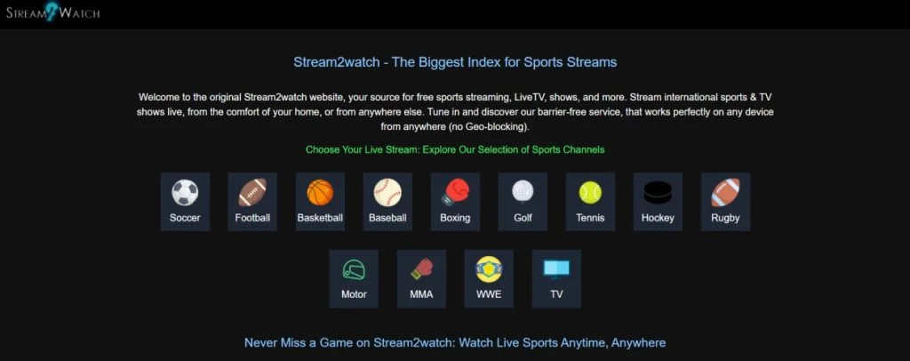 sport streaming sur Stream2watch