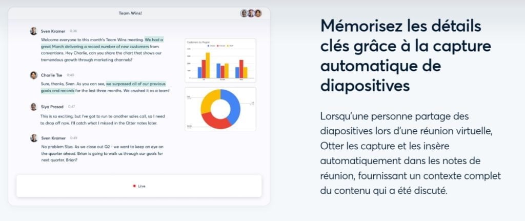 Captures automatiques des diapositives lors des réunions