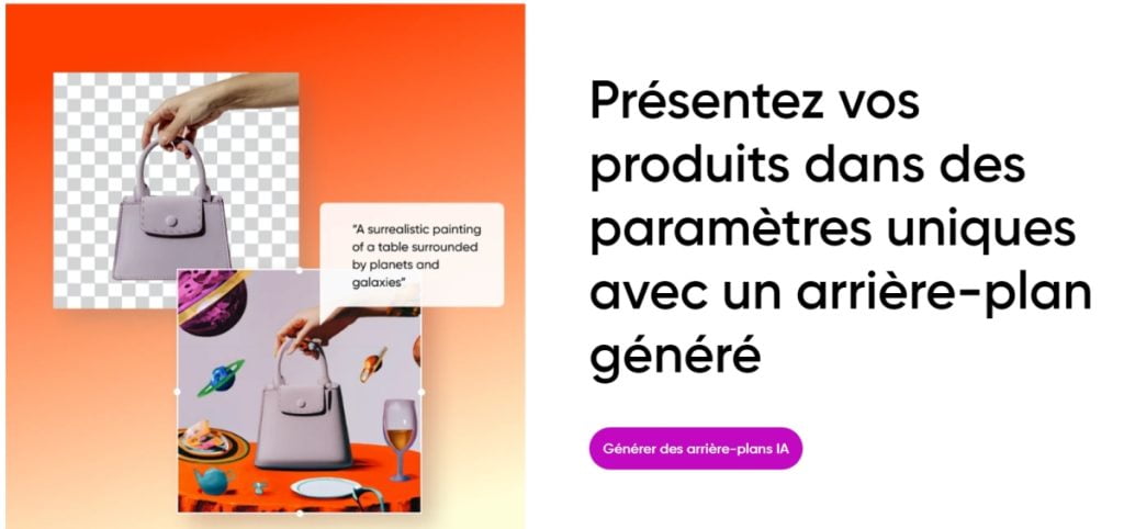 Présentez vos produits dans des paramètres uniques avec un arrière-plan généré avec IA