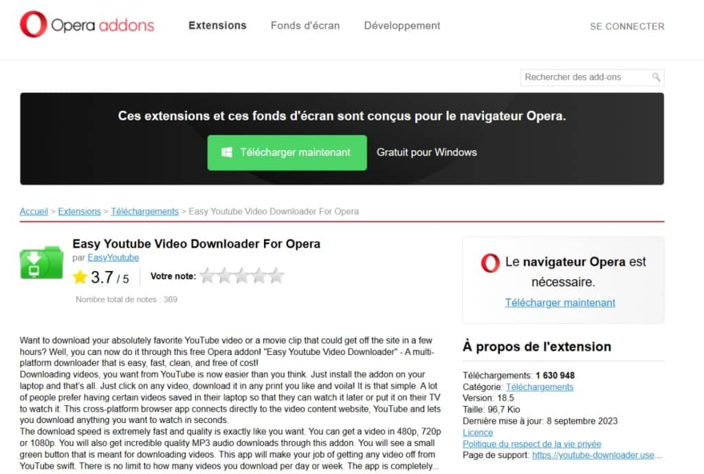 Easy Youtube Video Downloader Pour Opera